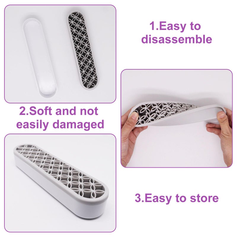 Gdfymi 2Pcs Grey Silicone Makeup Brush Holder Stand Makeup Brush Storage Make Up Brushes Holder Organizer For Painting Pen Brushes Nail Clippers Drill Pens Ruler Sewing Craft Tools - Image 4